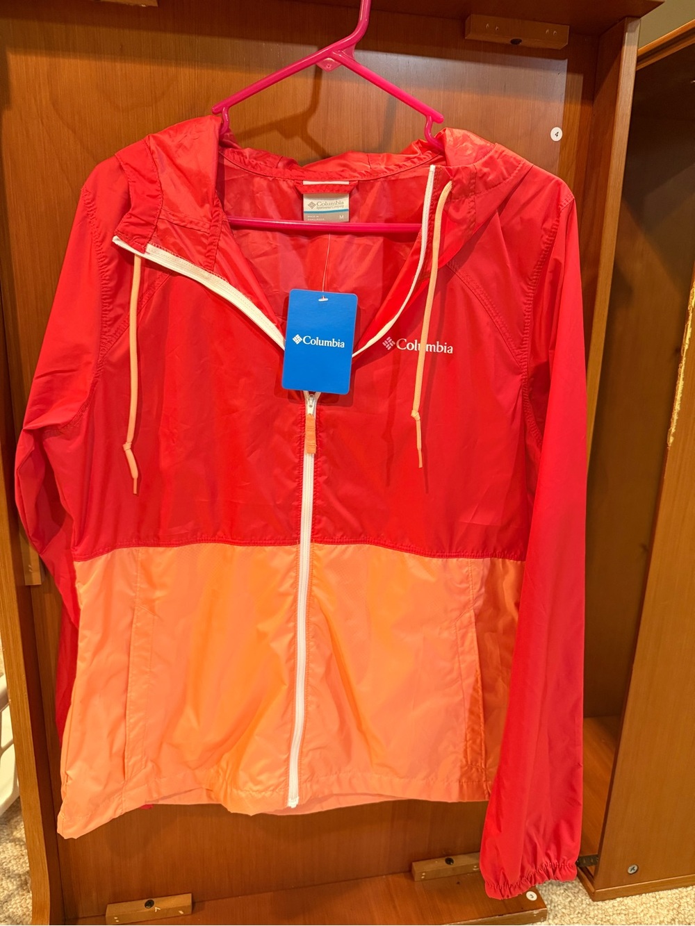 Columbia Women's Two-Tone Coral & Peach Hooded Windbreaker